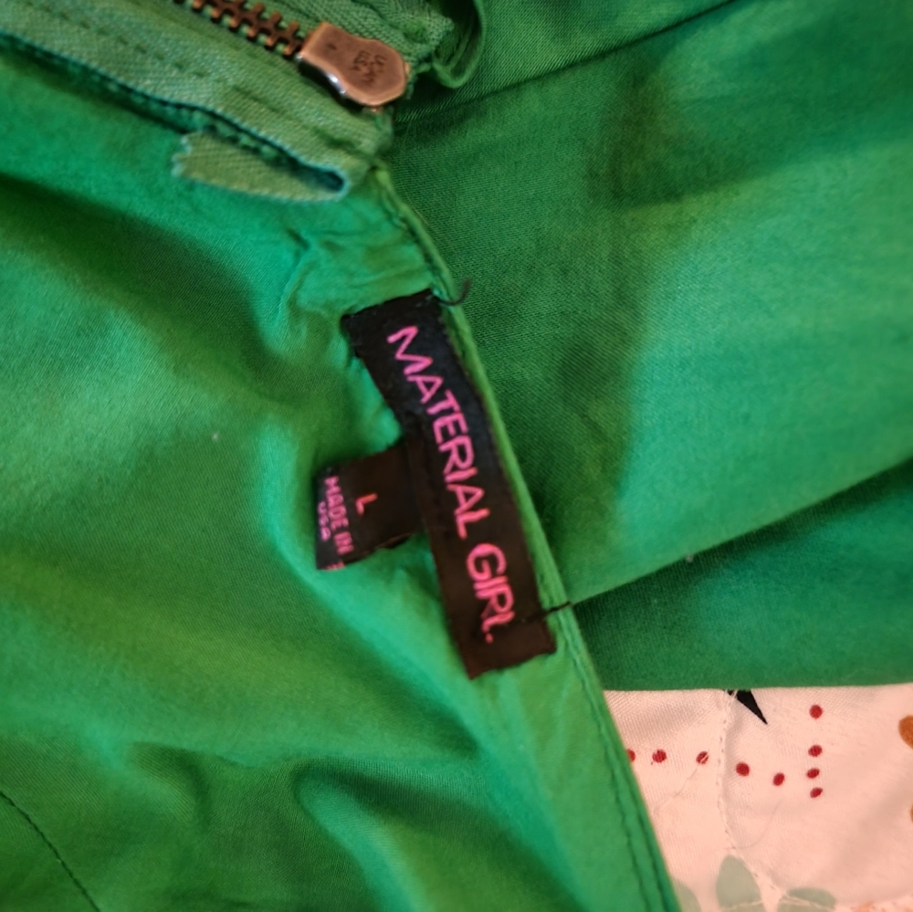 Juniors Material Girl Emerald Green V-Neck Fit & Flare Dress - Picture 3 of 6